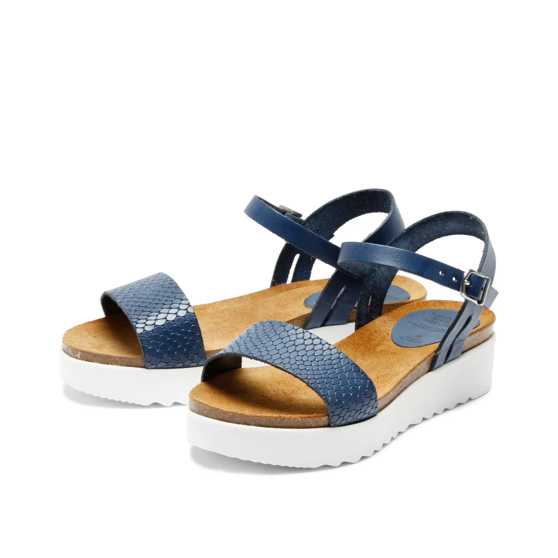 Damen Grand Step Eden Leather Sandal Snake Blue