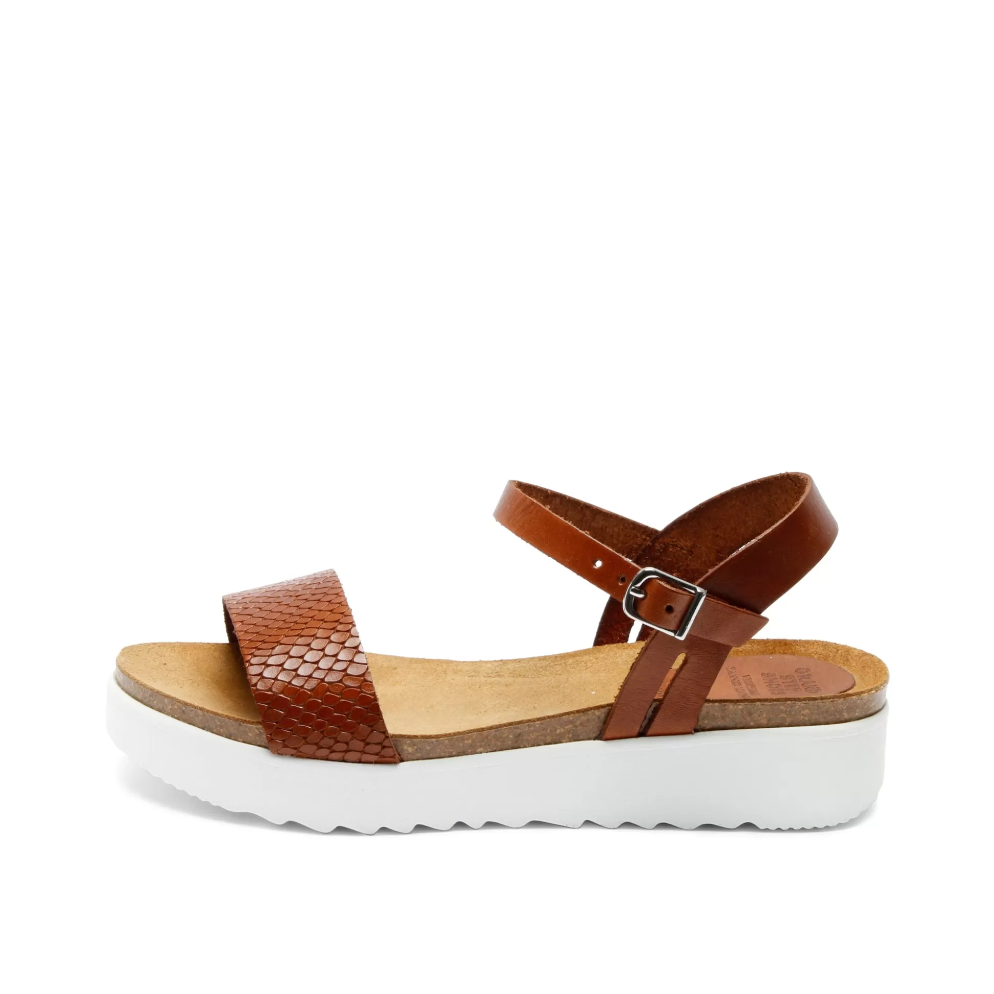 Damen Grand Step Eden Leather Sandal Snake Whisky