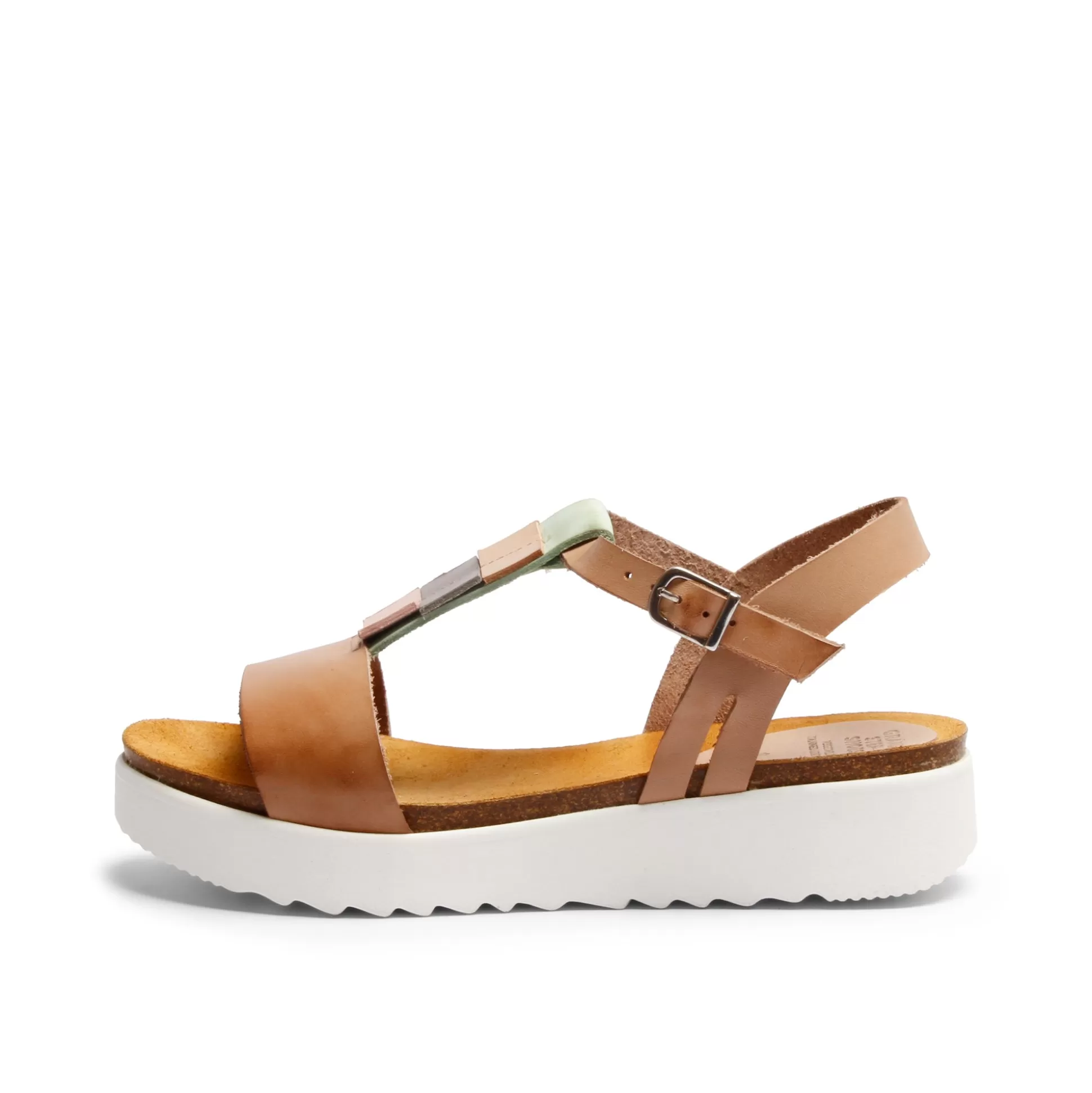 Damen Grand Step Emilia Leather Sandal Beige-Multi