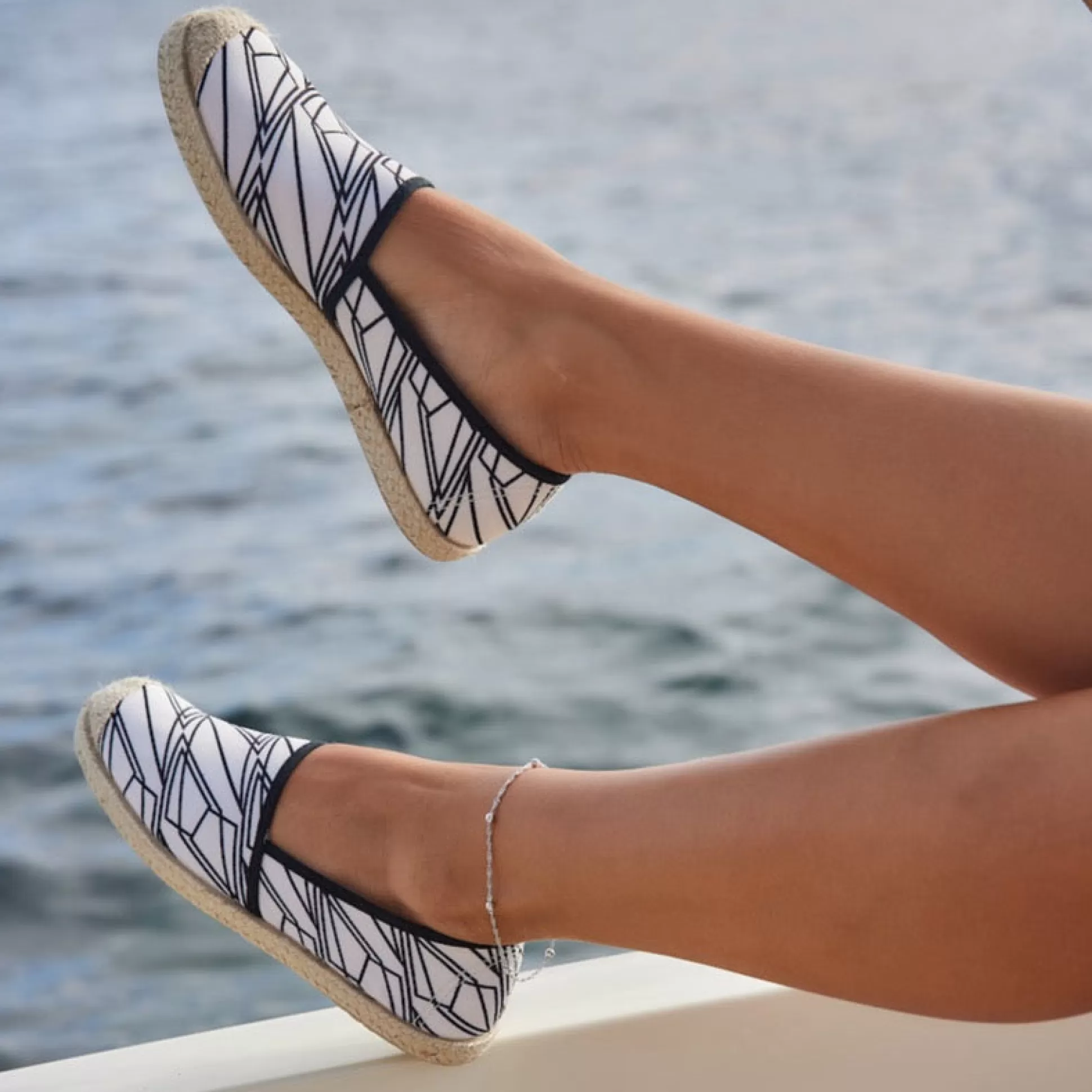 Damen Grand Step Evita Cotton Printed Espadrille X Colorblind Patterns