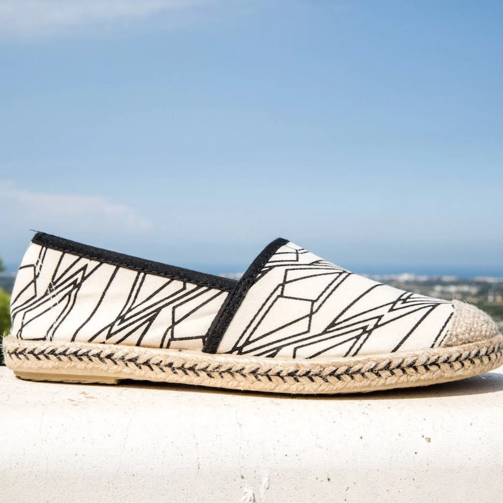 Damen Grand Step Evita Cotton Printed Espadrille X Colorblind Patterns