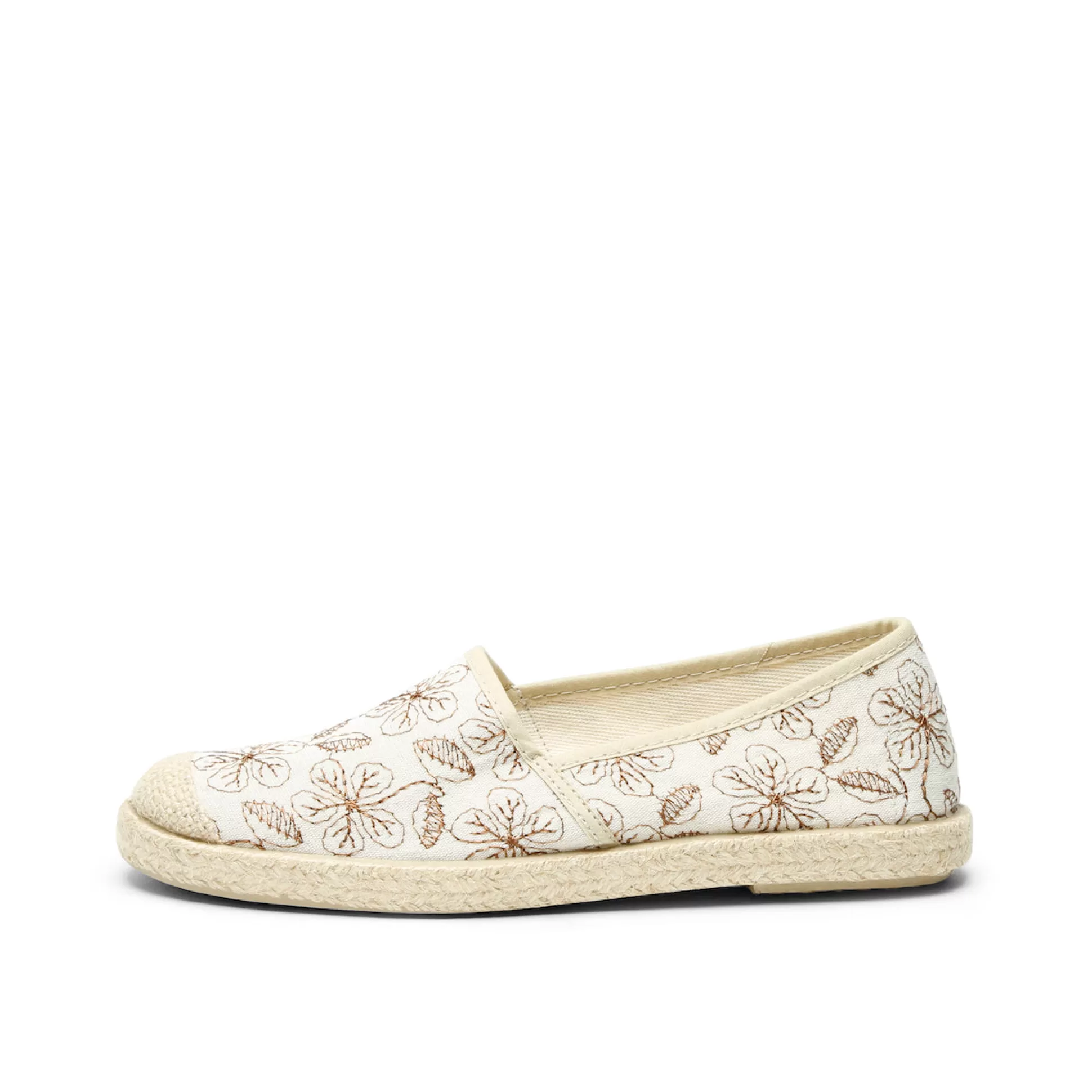 Damen Grand Step Evita Espadrille Flowers Off White