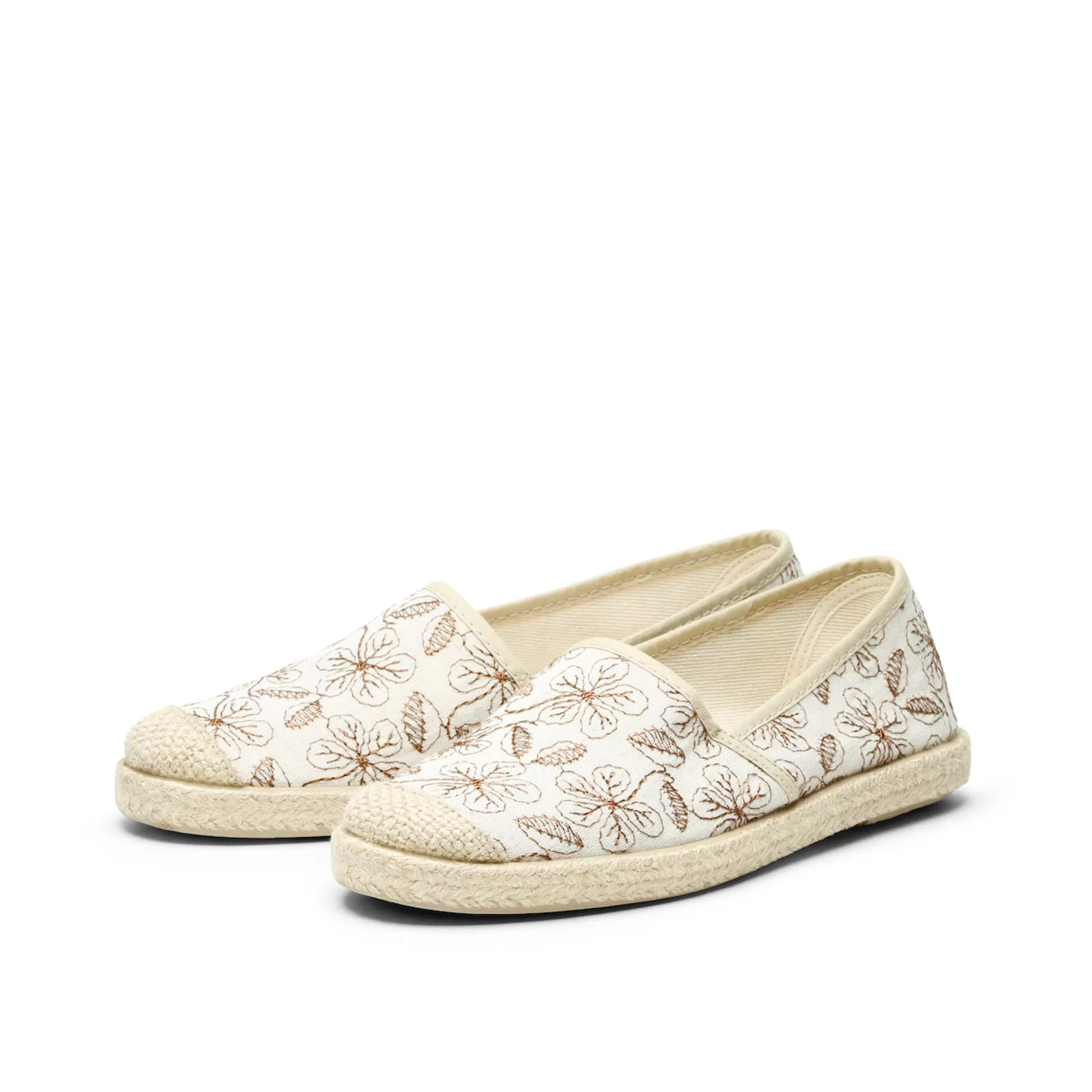 Damen Grand Step Evita Espadrille Flowers Off White