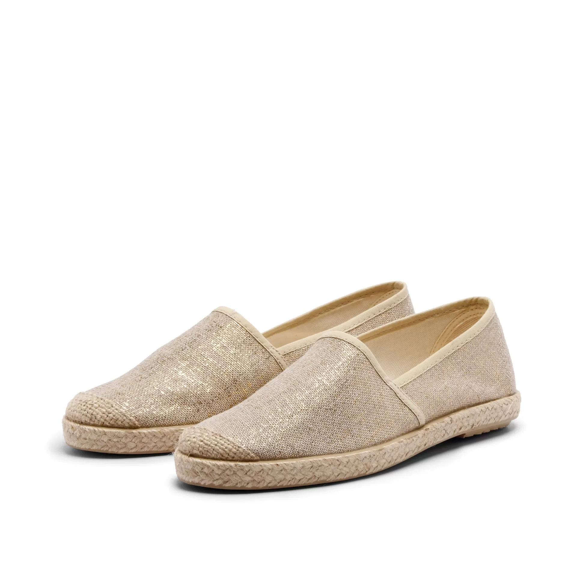 Damen Grand Step Evita Espadrille Metallic Plain Taupe