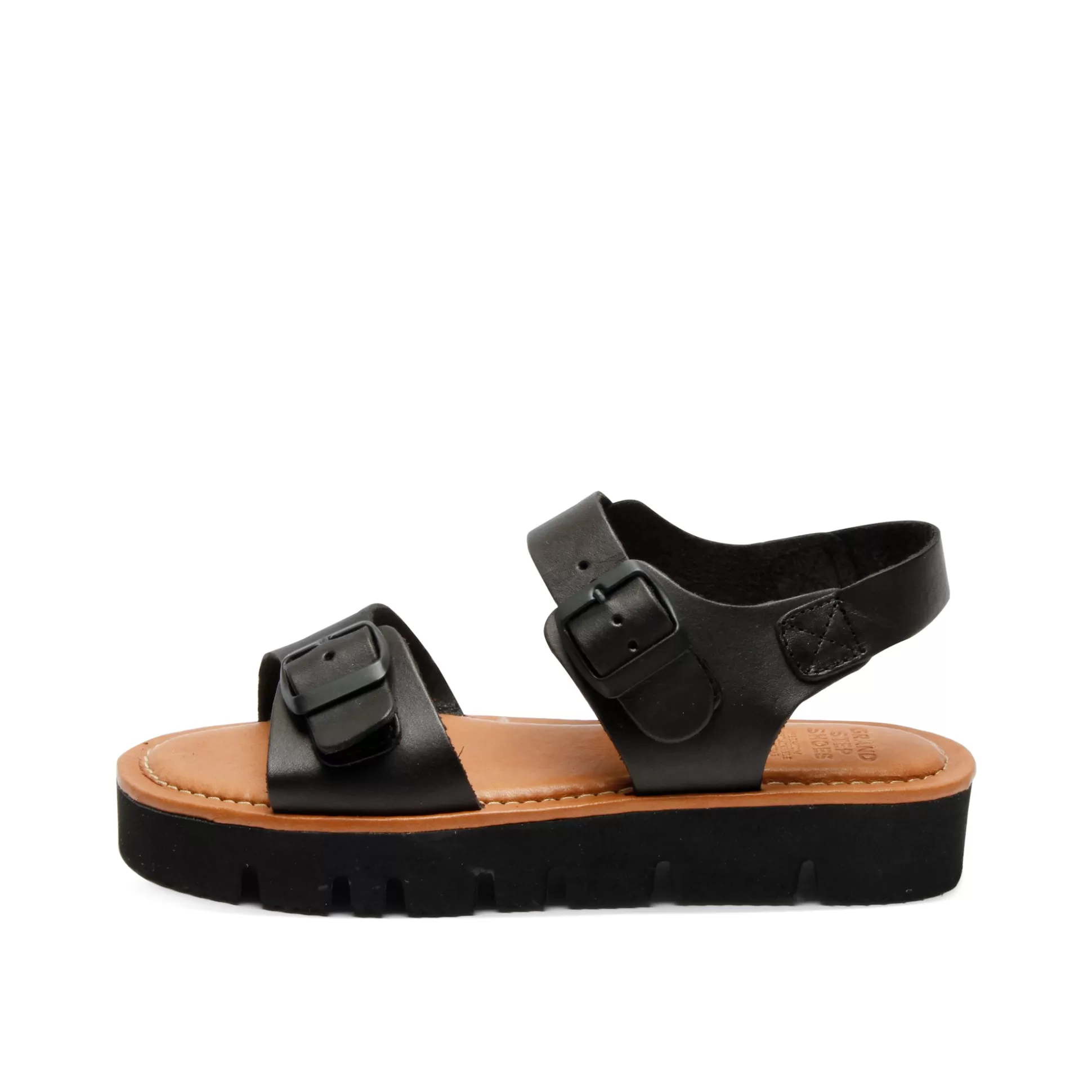 Damen Grand Step Sam Leather Sandal Black